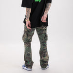 Camouflage Flared Drawstring Cargo Pants