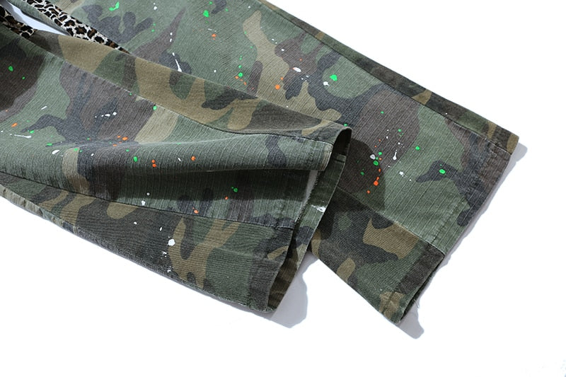 Camouflage Flared Drawstring Cargo Pants