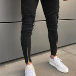 SKINNY ZIPPER DISTREESED JEANS