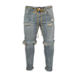 Men Jeans Stretch Destroyed Ripped Paint point Design Fashion Ankle Zipper Skinny Jeans For Men