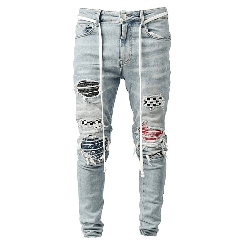 Ripped Skinny Biker Jeans