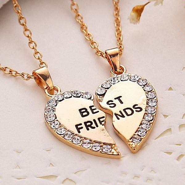 Ladies Charming Best Friend Matching Heart-shaped Pendant Necklace - Kids2AdultsTheStore